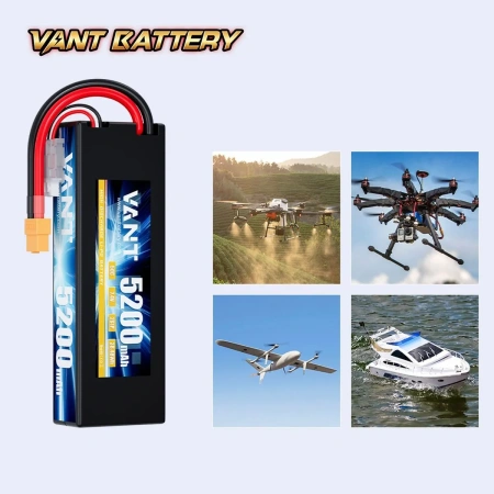 Аккумулятор LiPo 2S 5200 mAh 50C VTB-2S-5200-50C-HC VANT Battery 7.4V Hardcase XT60